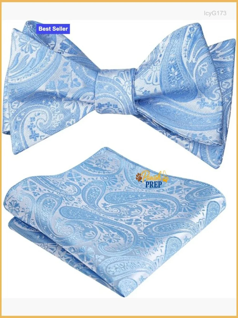 Men's Self-Tied Paisley Bow Tie Set with Pocket Square, 100% Polyester